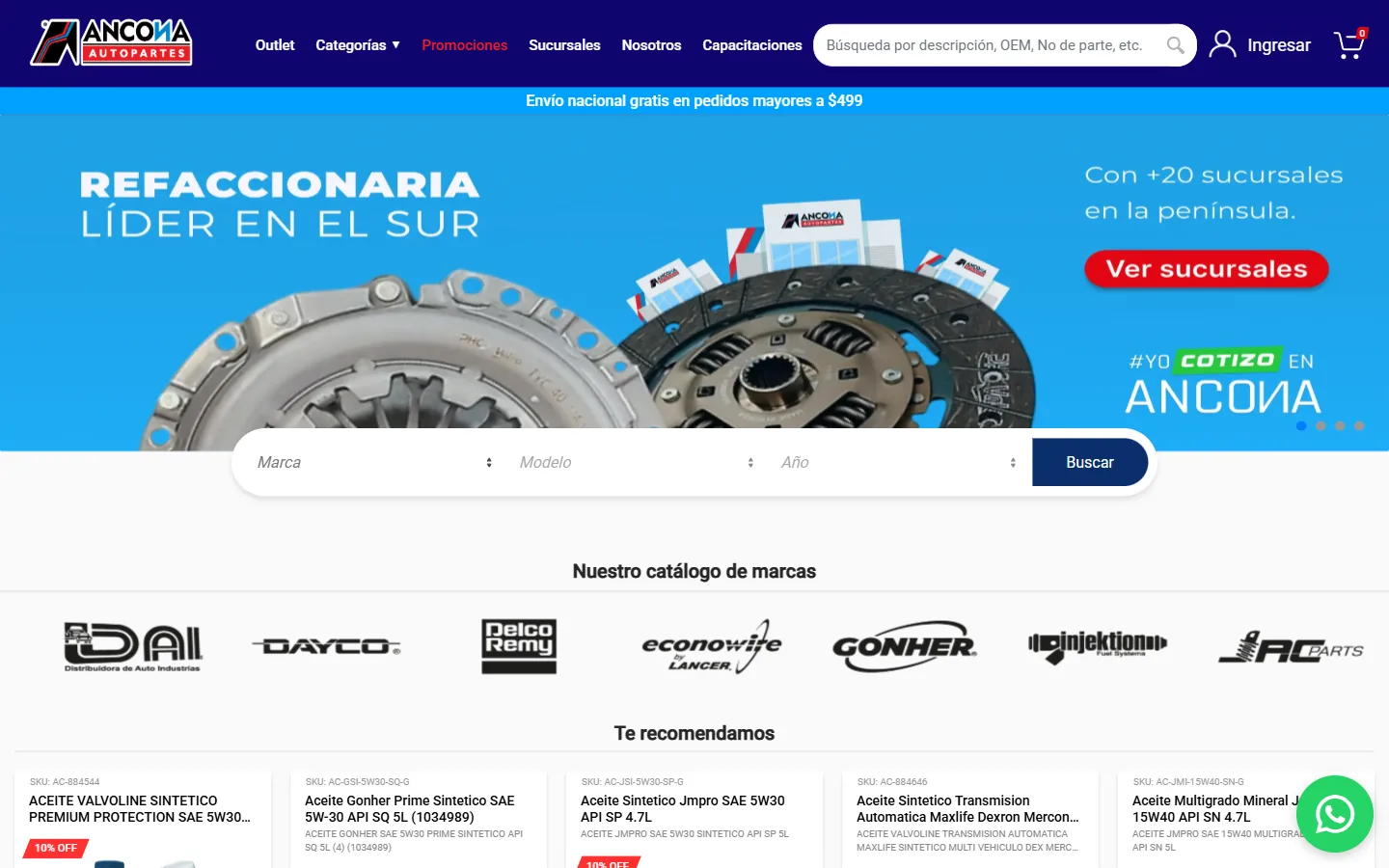 Captura del sitio Ancona Autopartes