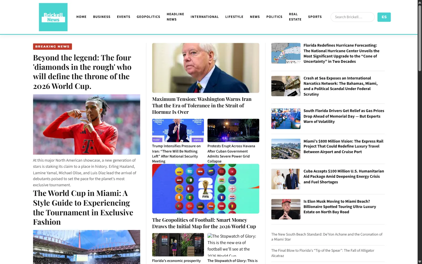 Captura del sitio Brickell News — Portal editorial