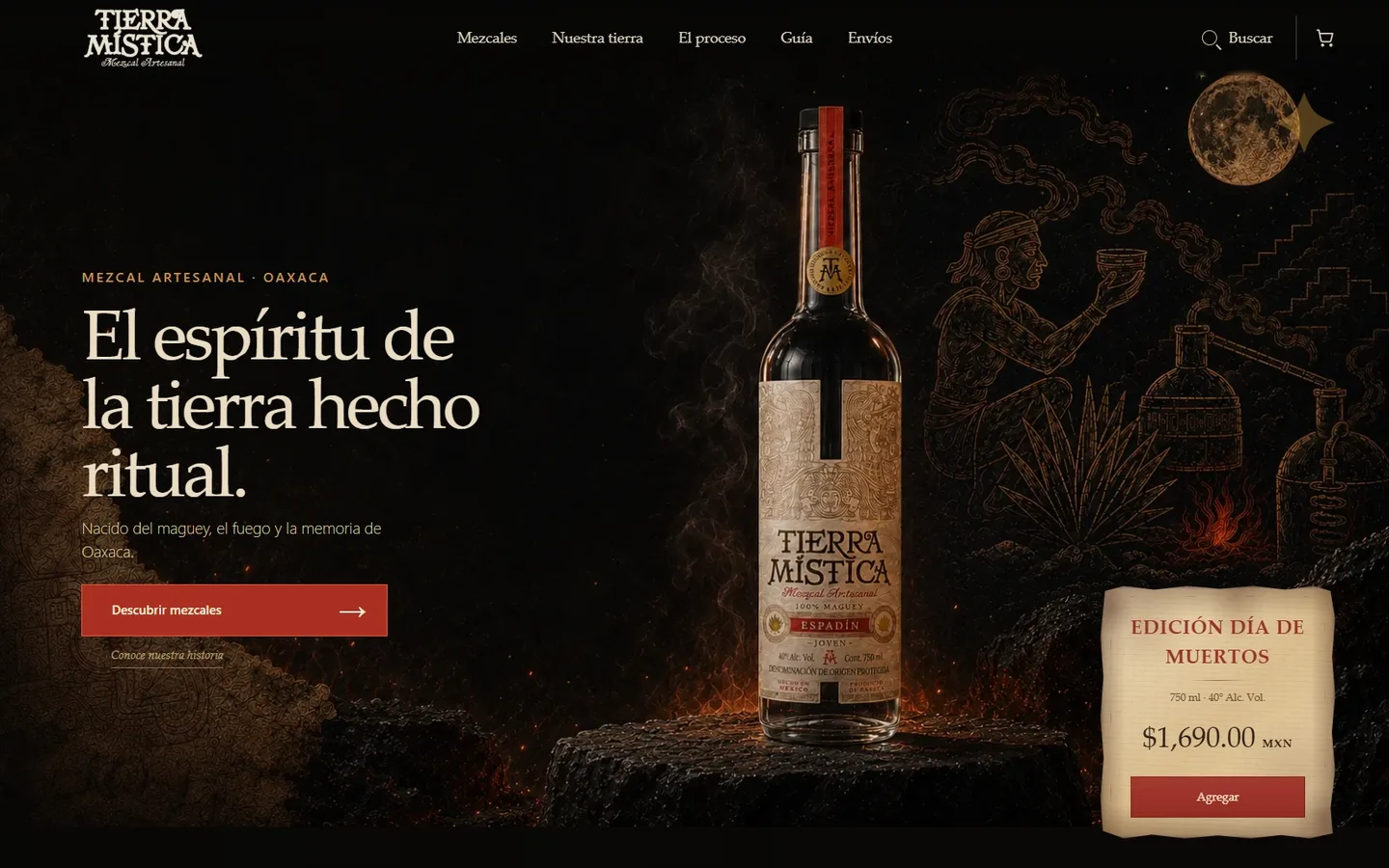 Captura del sitio Mezcal Tierra Mística — E-commerce artesanal